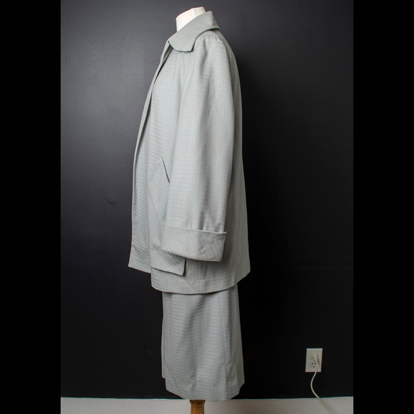 50s Dress Suit Horizontal Blue Mauve Stripe - Picture 3 of 12